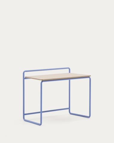 Tinn ash veneer desk with a blue metal structure, 82 x 45 cm