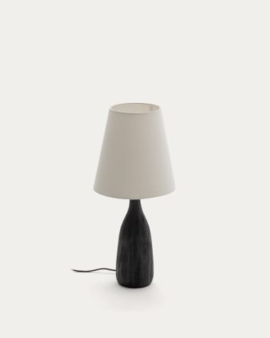 Luvia table lamp with a wooden base in a black painted finish