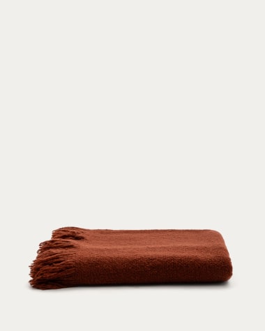 Salion blanket in a terracotta bouclé-effect wool blend, 130 x 170 cm