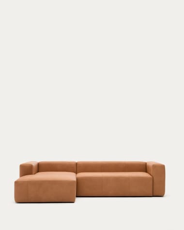 Sofa Blok aus braunem Leder 3-Sitzer Chaiselongue links 300 cm