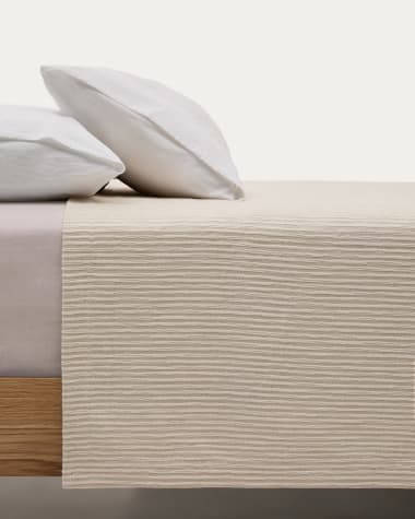 Tagesdecke Vindi 100% Baumwolle ecru mit Fantasiestreifen für Bett von 90/135 cm