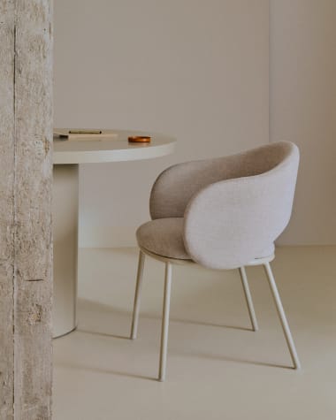 Maina chair in beige and steel legs in a beige finish, FSC Mix Credit