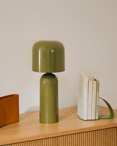 Monze table lamp in green painted metal