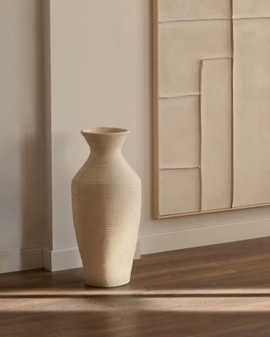 Vase Pria aus weißem Pappmaché 72 cm