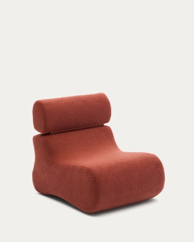 Fauteuil Club en tissu bouclette terracotta