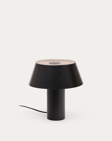 Lampe de table Ancare en métal noir et corde beige