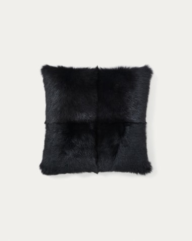 Katny black, leather cushion cover, 45 x 45 cm