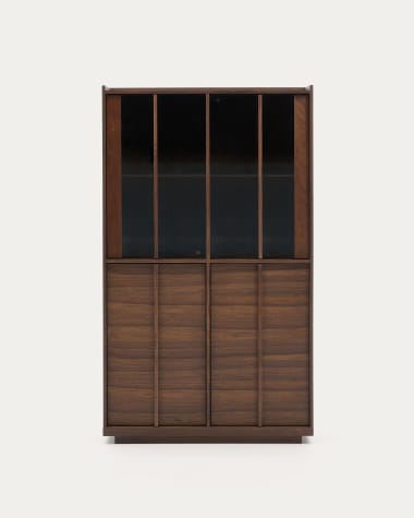 Onix display cabinet solid walnut and walnut veneer dark finish 101 x 170 cm FSC Mix Credit