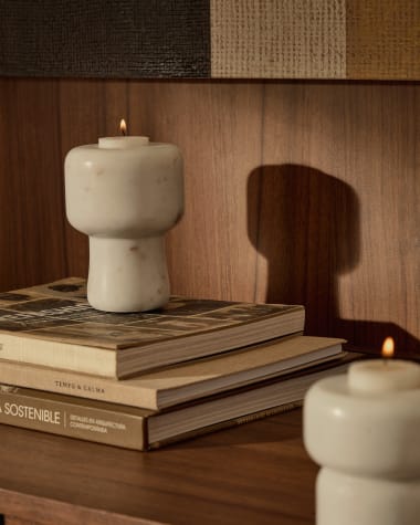 Signe small, white marble candlestick, 12 cm