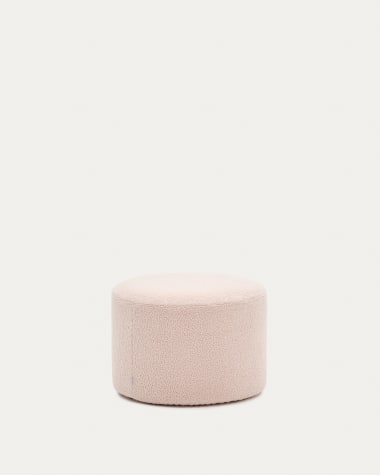 Kaeli footrest with removable cover in pink bouclé Ø 60 cm