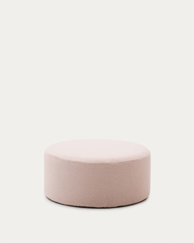 Kaeli footrest with removable cover in pink bouclé Ø 90 cm