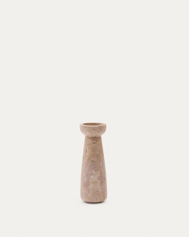 Magan large beige travertine candle holder