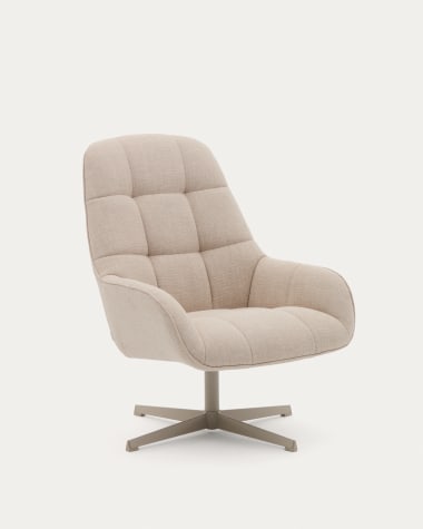 Jaspe beige swivel armchair with grey-finished metal, FSC 100%