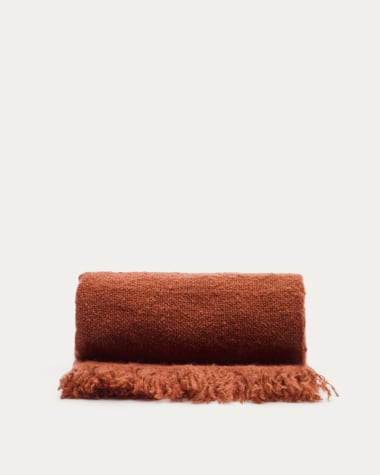 Salion blanket in a terracotta bouclé-effect wool blend, 130 x 170 cm