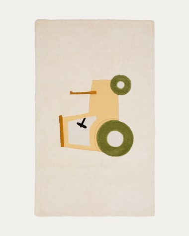 Pecky beige, 100% cotton rug with a tractor feature, 90 x 150 cm