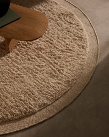 Marely round, white, wool rug, Ø 200 cm