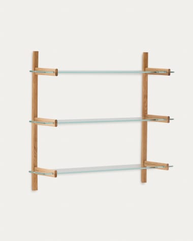 Étagère modulable Sitra 3 tablettes en verre et bois de chêne 110 cm FSC Mix Credit