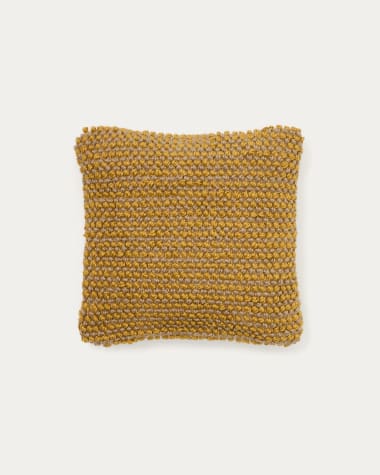 Housse de coussin Sayen en jute moutarde 50 x 50 cm