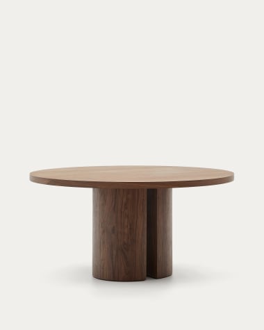 Table ronde Nealy en placage de noyer, finition foncée Ø 150 cm