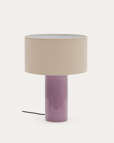 Toneric ceramic table lamp with a lilac finish and cotton