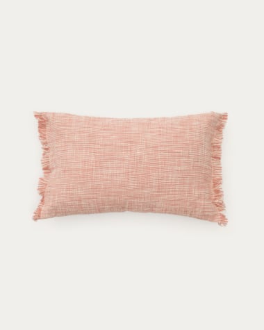 Housse de coussin Mirea en coton jacquard avec franges terracotta 40 x 60 cm
