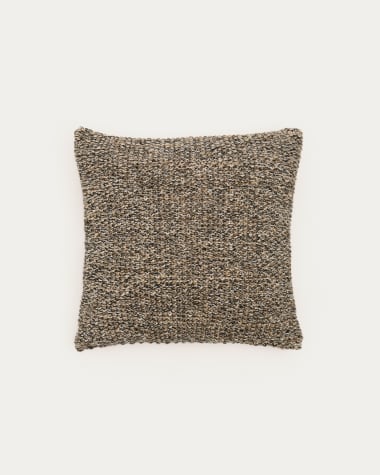 Housse de coussin Tivra en coton et jute noire 45 x 45 cm