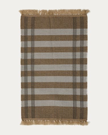 Alfombra Barani de fibras sintéticas marrón y beige 60 x 90 cm