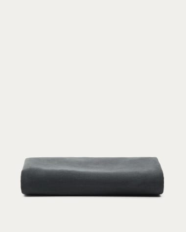 Housse pour tête de lit Jaira en lin et coton gris anthracite pour lit de 90 cm.