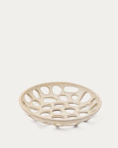 Zunel large beige ceramic fruit bowl