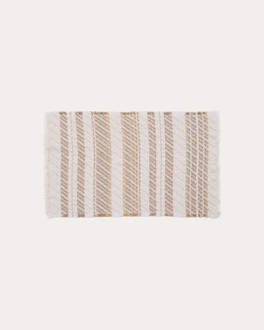 Tappeto Milda 100% cotone con frange bianche e beige 50 x 70 cm
