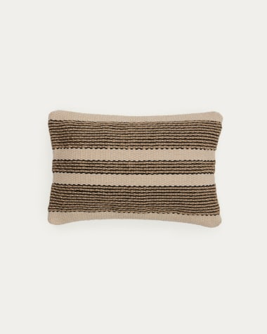 Housse de coussin Aylin en coton et broderie en jute beige 40 x 60 cm