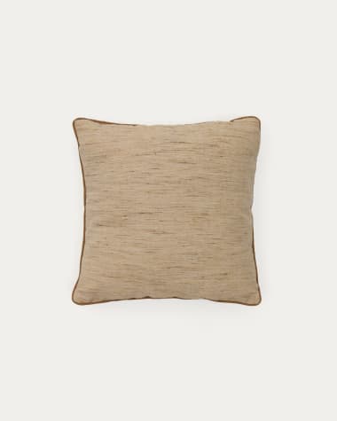 Housse de coussin Aleos en tissu mélangé avec liseré contrasté moutarde 45 x 45 cm