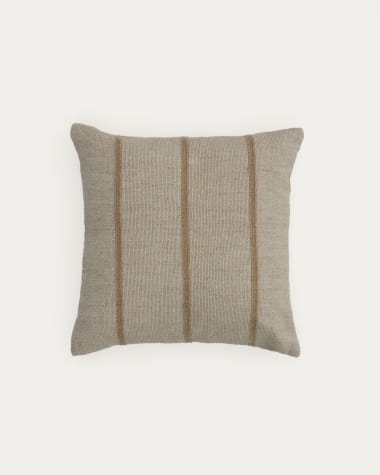 Housse de coussin Disis en lin et coton à rayures tissées beiges 45 x 45 cm