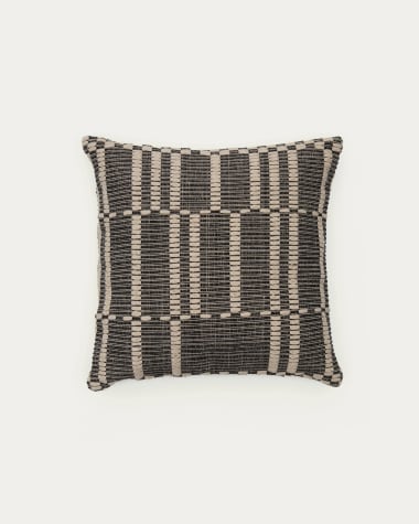 Housse de coussin Kavri en coton noir et beige 50 x 50 cm