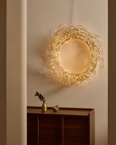 Bria luminous gold-coloured wreath, Ø 60 cm