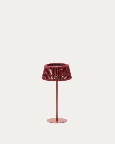Outdoor-Solar-Tischlampe Aldet aus terrakottafarbenem Seil
