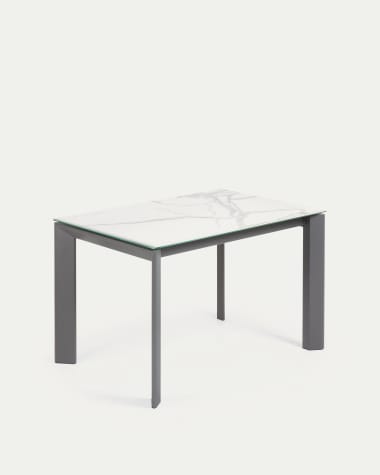 Tavolo allungabile Axis porcellanato Kalos Blanco finitura grigio scuro con gambe 120 (180) cm