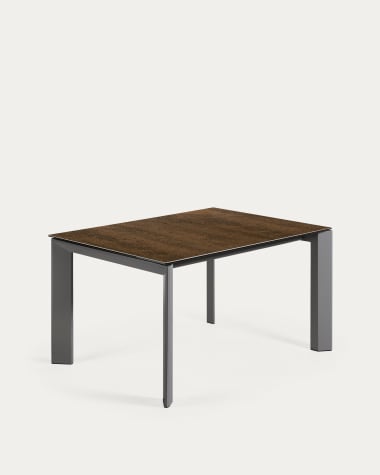 Tavolo allungabile Axis porcellanato Iron Corten e gambe in acciaio grigio scuro 140 (200) cm