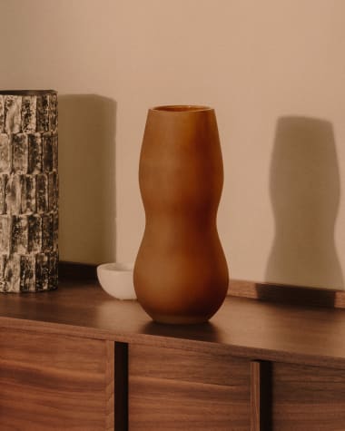 Numa light brown glass vase, 32 cm