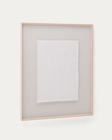 Tableau abstrait Olvin en papier recyclé blanc avec reliefs faits à la main 103,6 x 123,6 cm