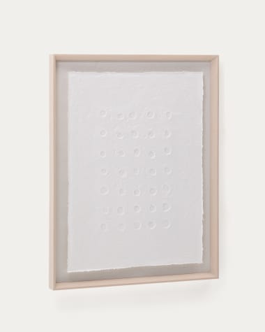 Abstraktes Bild Olvin auf weißem Recyclingpapier mit handgefertigten Reliefs 73,6 x 93,6 cm