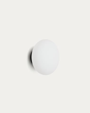 Bamila wall lamp in smoked glass and black metal Ø15cm