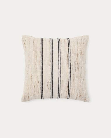Housse de coussin Dorien beige à rayures contrastées 45 x 45 cm