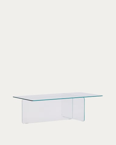 Zaren salontafel van doorzichtig gehard glas 120 x 60 cm