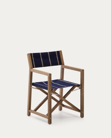 Blau-beige gestreifter Outdoor-Klappstuhl Vilara aus massivem Akazienholz, FSC™ 100%