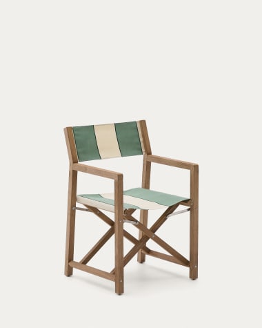Grün-beige gestreifter Outdoor-Klappstuhl Vilara aus massivem Akazienholz, FSC™ 100%