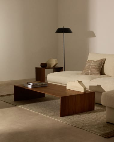 Litto walnut veneer coffee table with a natural colour finish, 140 x 70 cm