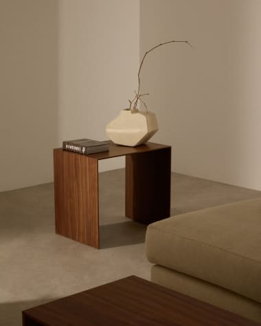 Litto walnut veneer side table with a natural colour finish, 55 x 40 cm