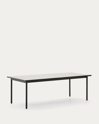 Τραπέζι outdoor Maurina από πράσινο γαλβανισμένο ατσάλι και πλακάκια σε εκρού χρώμα 223 x 101 εκ.