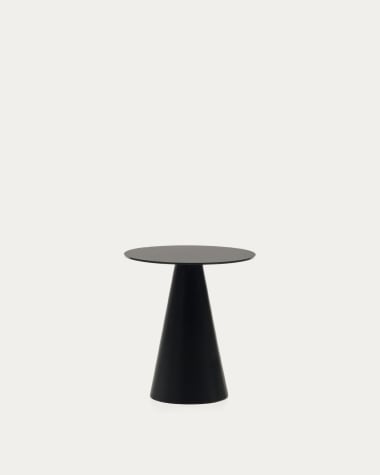 Wilshire Beistelltisch aus gehärtetem Milchglas und Metall mit Finish in Schwarz Ø 50 cm